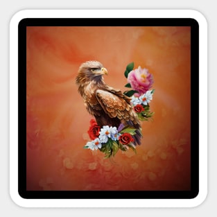 Wonderful eagle with flowers Sticker